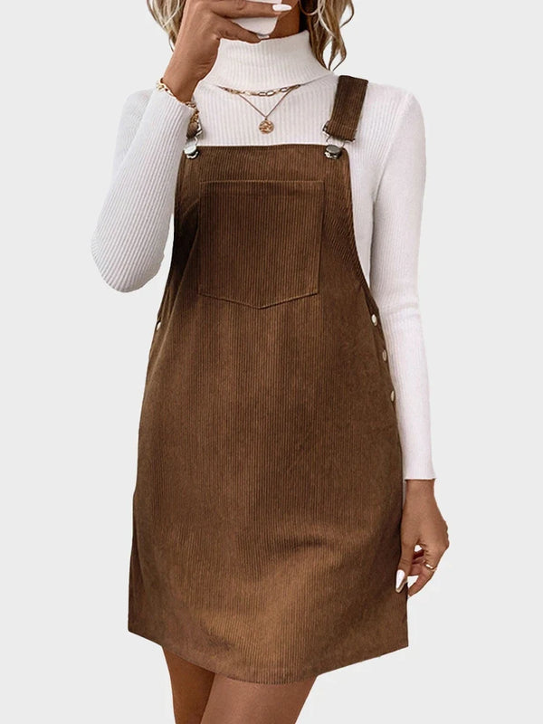 Women's Cute Corduroy Overall Bib Pinafore Suspender Dress