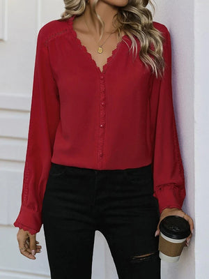 Women's Button Down Shirts V Neck Blouses