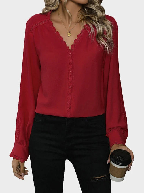 Women's Button Down Shirts V Neck Blouses