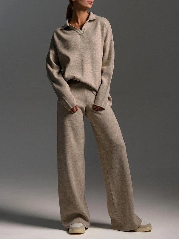 Women's 2 Piece Outfits Sweater Set Wide Leg Pants