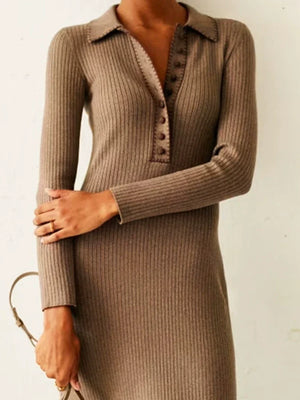 Collared Split Hem Bodycon Dress