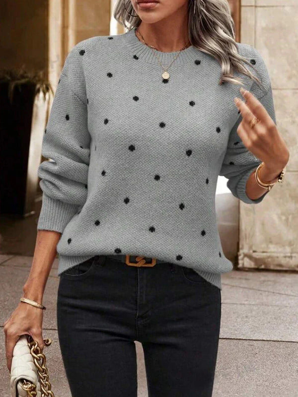 Polka Dot Jacquard Knit Sweater