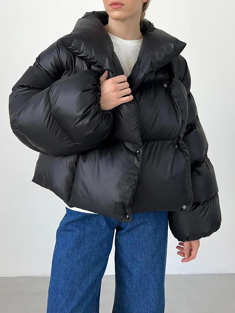 Womens Warm Hooded Bubble Puffer Jacket