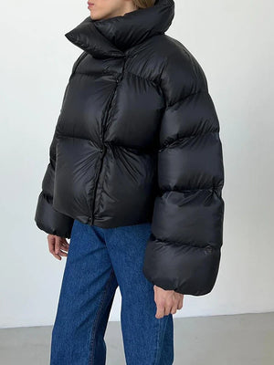 Womens Warm Hooded Bubble Puffer Jacket