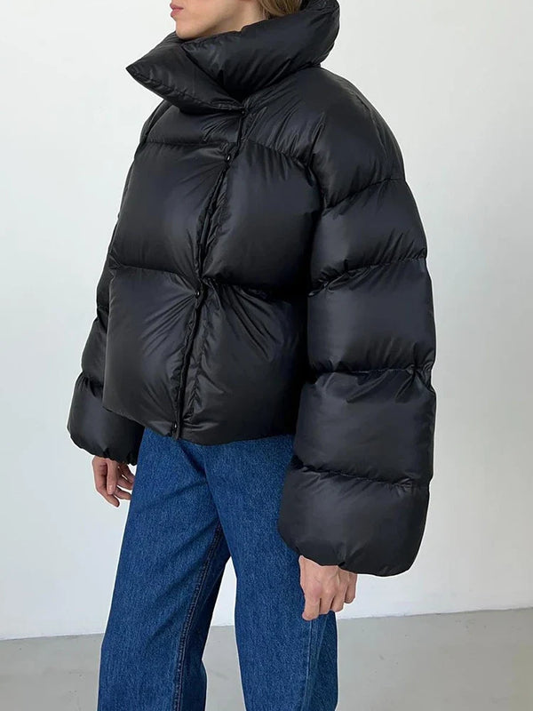 Womens Warm Hooded Bubble Puffer Jacket