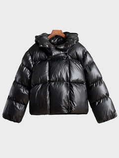 Womens Warm Hooded Bubble Puffer Jacket