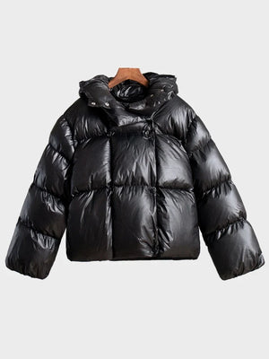 Womens Warm Hooded Bubble Puffer Jacket