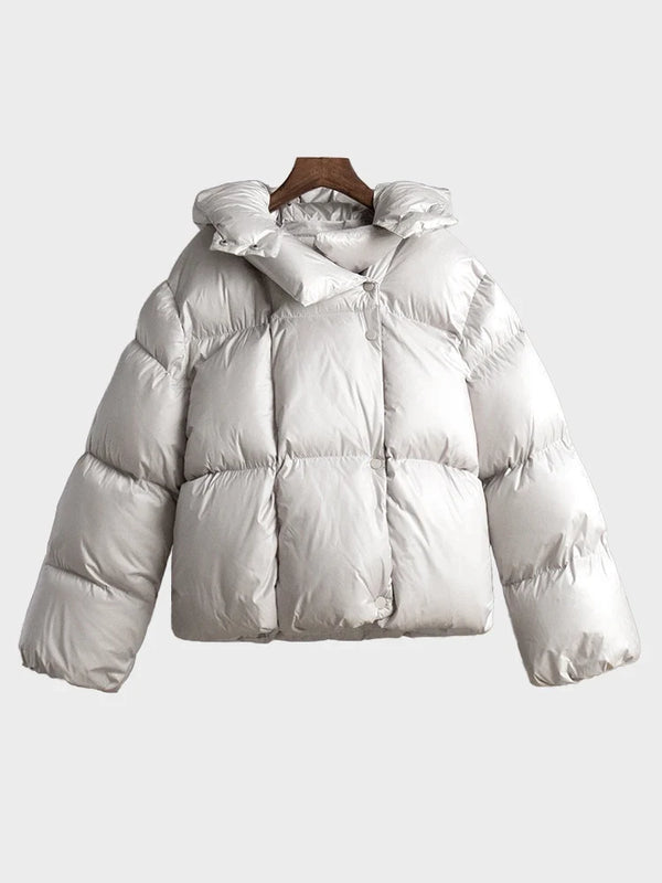 Womens Warm Hooded Bubble Puffer Jacket