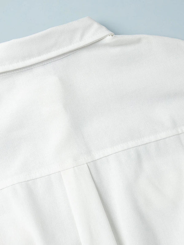 Women's Linen-Blend Long Sleeve Jumpsuit