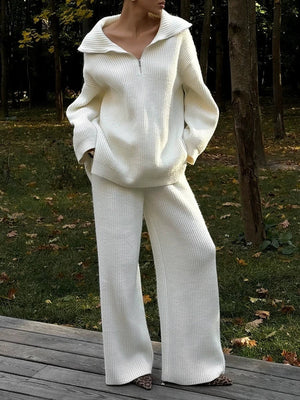 Half-Zip Knit Sweater Coordinated Set