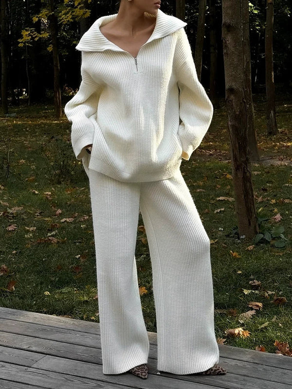 Half-Zip Knit Sweater Coordinated Set
