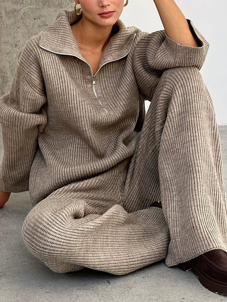 Half-Zip Knit Sweater Coordinated Set