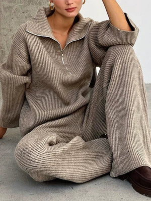 Half-Zip Knit Sweater Coordinated Set