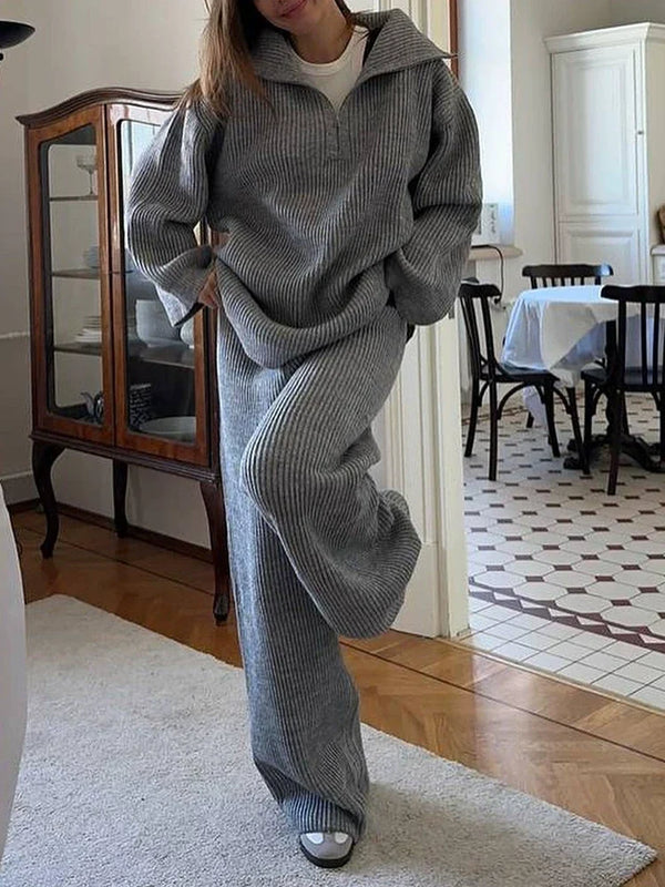 Half-Zip Knit Sweater Coordinated Set