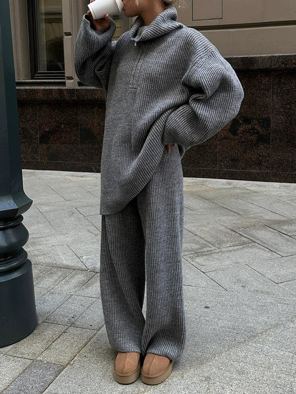 Half-Zip Knit Sweater Coordinated Set