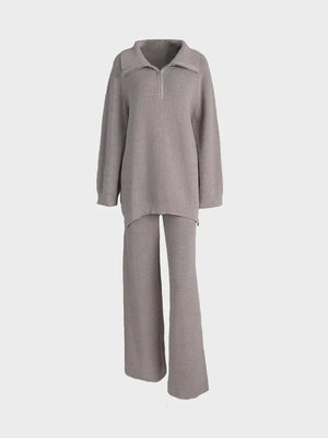 Half-Zip Knit Sweater Coordinated Set