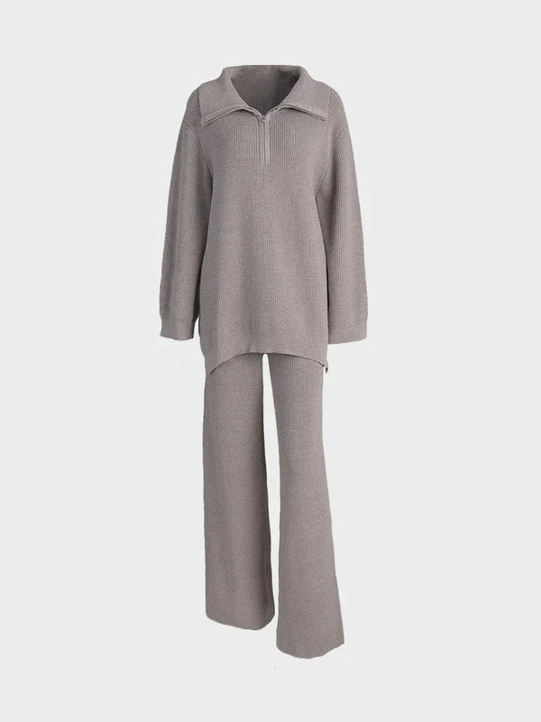Half-Zip Knit Sweater Coordinated Set