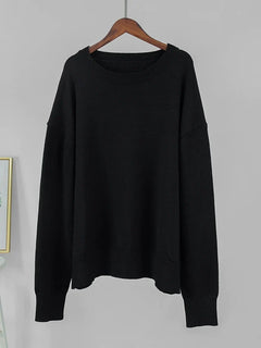 Women‘s Solid Color Round Neck Knit Sweater