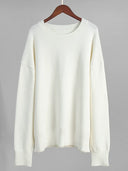 Women‘s Solid Color Round Neck Knit Sweater