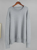 Women‘s Solid Color Round Neck Knit Sweater