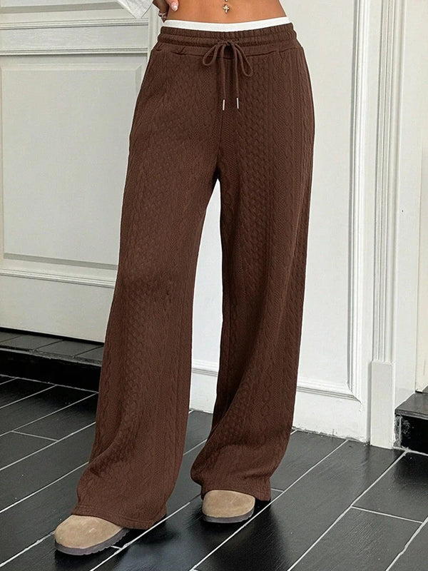 Women's Straight Leg Dressy Pants Color Block Mid Rise Trousers