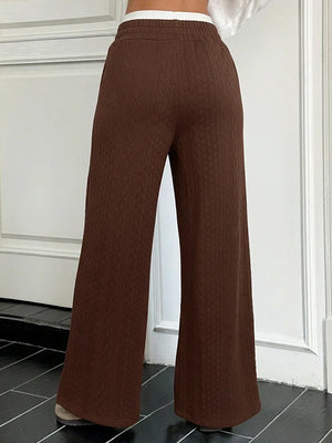 Women's Straight Leg Dressy Pants Color Block Mid Rise Trousers