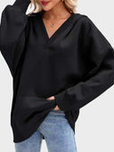Women's Oversized Hoodies V Neck Pullover  Sweatshirt with Pocket