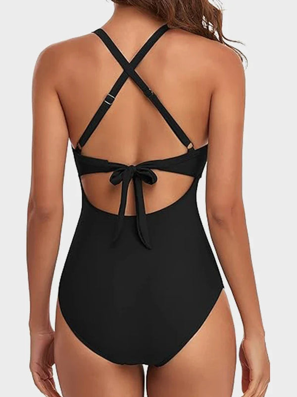 Ribbed Cutout-Front Shaping Swimsuit