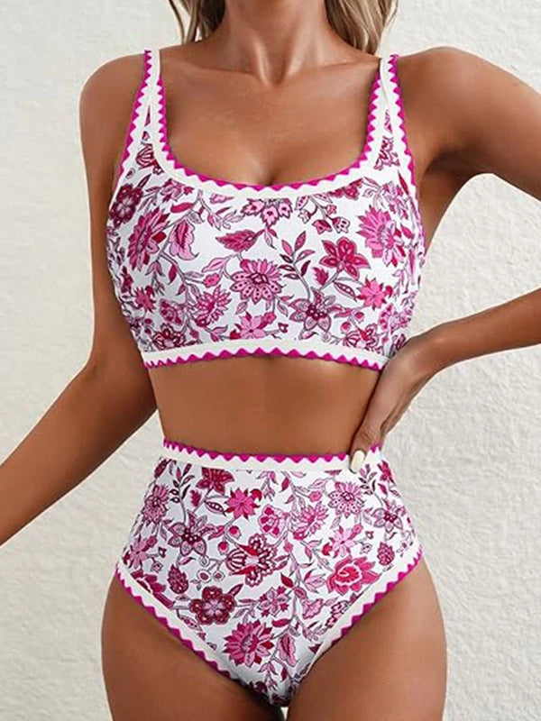 Women's  Floral Print Whip Stitch 2 Piece Swimsuits