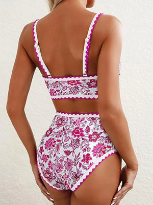 Women's  Floral Print Whip Stitch 2 Piece Swimsuits