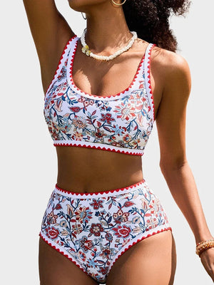 Women's  Floral Print Whip Stitch 2 Piece Swimsuits