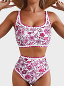 Women's  Floral Print Whip Stitch 2 Piece Swimsuits