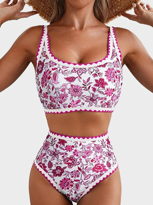 Women's  Floral Print Whip Stitch 2 Piece Swimsuits