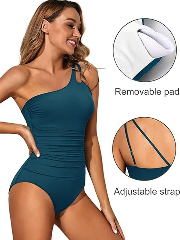 One-Shoulder Tummy Control One-Piece Swimsuit