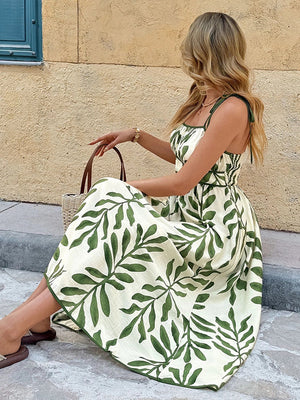Leaf Print Midi Dress