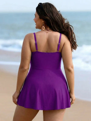 Womens One Piece Swimsuit Tummy Control Bathing Suit Criss Cross Front Swim Dress Beach Skirt