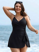Womens One Piece Swimsuit Tummy Control Bathing Suit Criss Cross Front Swim Dress Beach Skirt