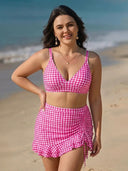 Women's High Waisted Bikini Sets Tummy Control Swim Skirt Two Piece Swim Suit