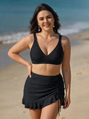 Women's High Waisted Bikini Sets Tummy Control Swim Skirt Two Piece Swim Suit