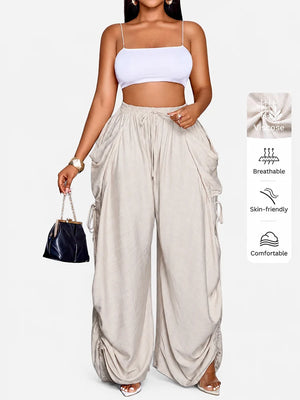 Everyday Ruched Wide-Leg Pants