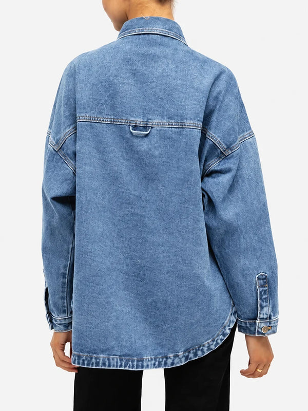 Vintage Wash Oversized Denim Shirt Jacket