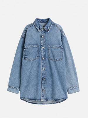Vintage Wash Oversized Denim Shirt Jacket