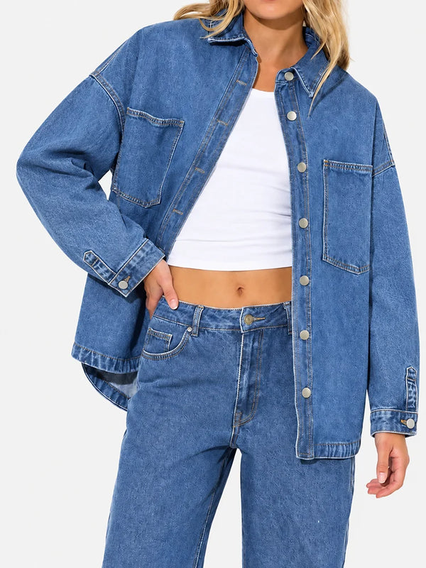 Vintage Wash Oversized Denim Shirt Jacket