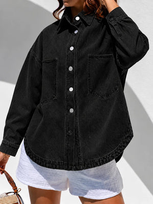 Vintage Wash Oversized Denim Shirt Jacket