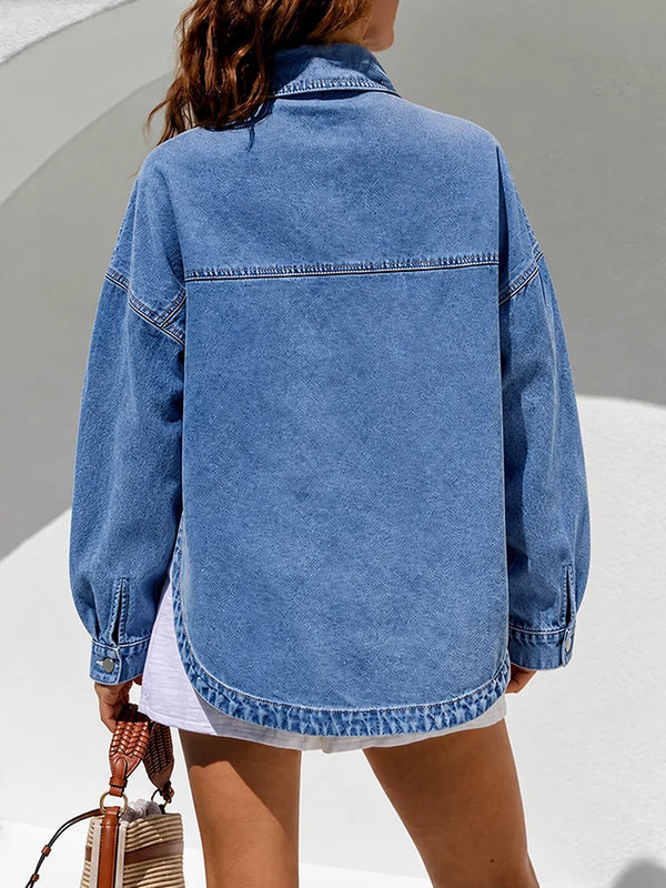 Vintage Wash Oversized Denim Shirt Jacket