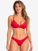 Women's Unlined Lace Plunge Bra – Deep V Balconette Underwire Demi Bra