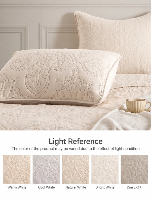 Vintage Damask Ultrasonic Quilted Bedding Set