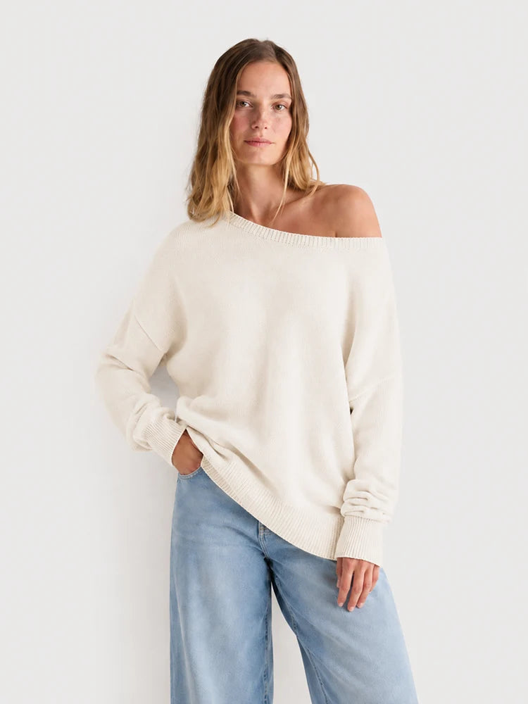 Women’s Relaxed Scoop Neck Drop Shoulder Sweater