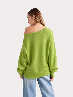 Women’s Relaxed Scoop Neck Drop Shoulder Sweater