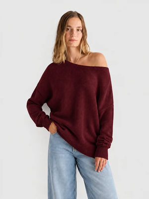 Women’s Relaxed Scoop Neck Drop Shoulder Sweater